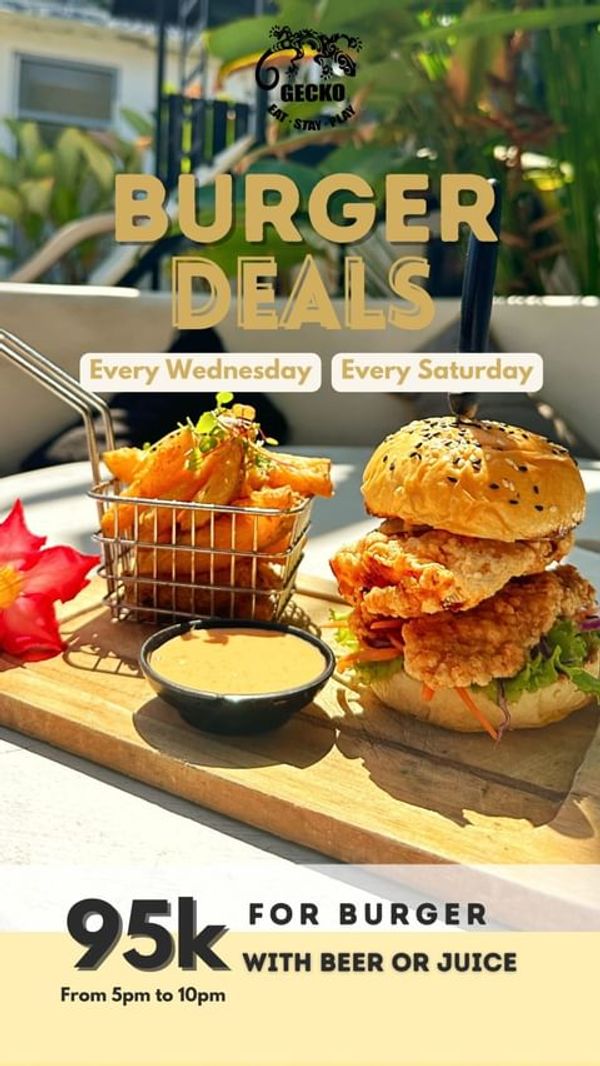 Burger Meal Deals at Gecko Kuta Lombok