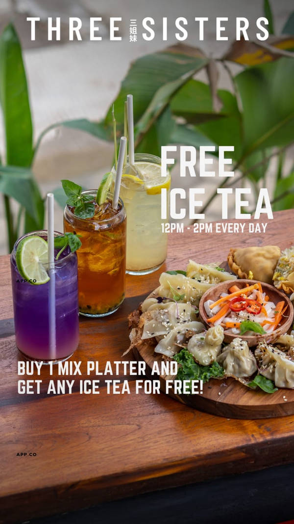 FREE ICE TEA at 3 sisters at Three Sisters Lombok