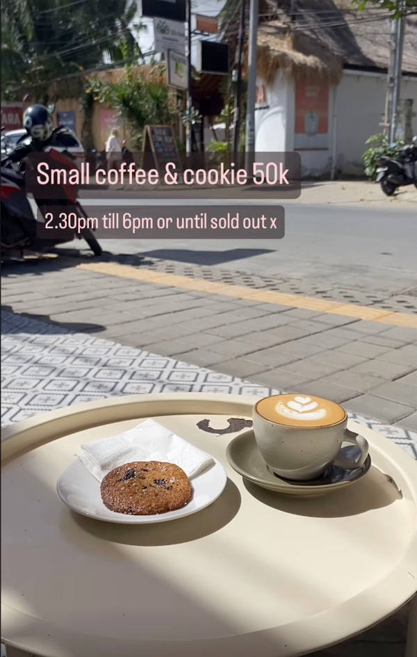 Small coffee & cookie 50k at Milk at Milk Espresso Lombok