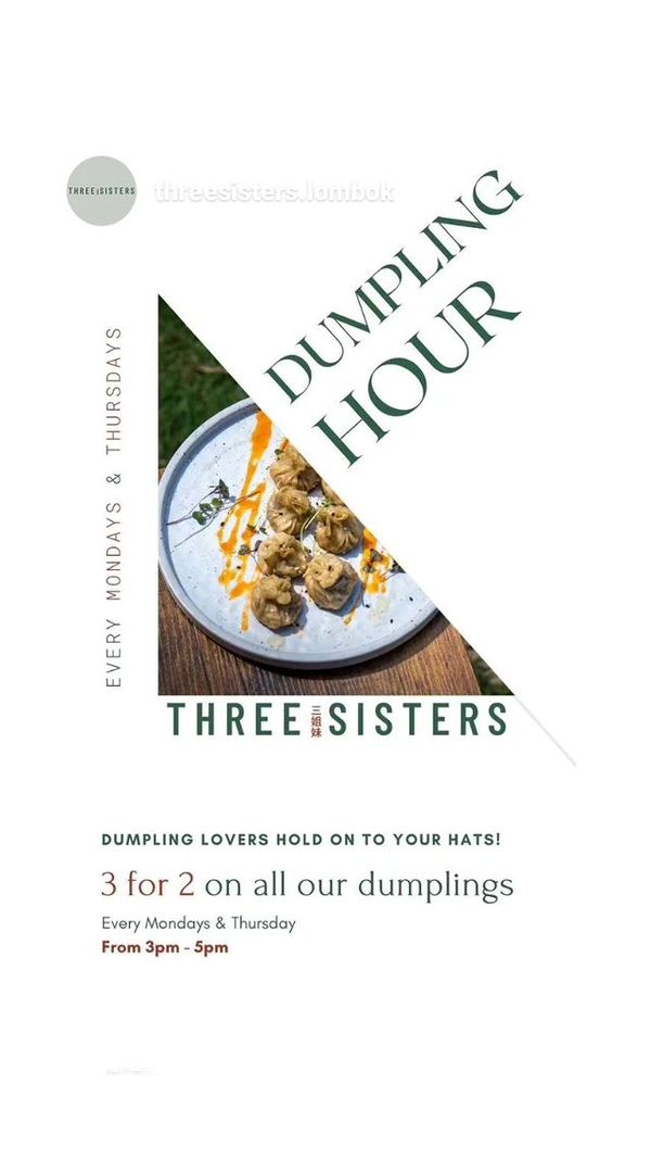 Dumpling Hour Thursdays at Three Sisters Lombok